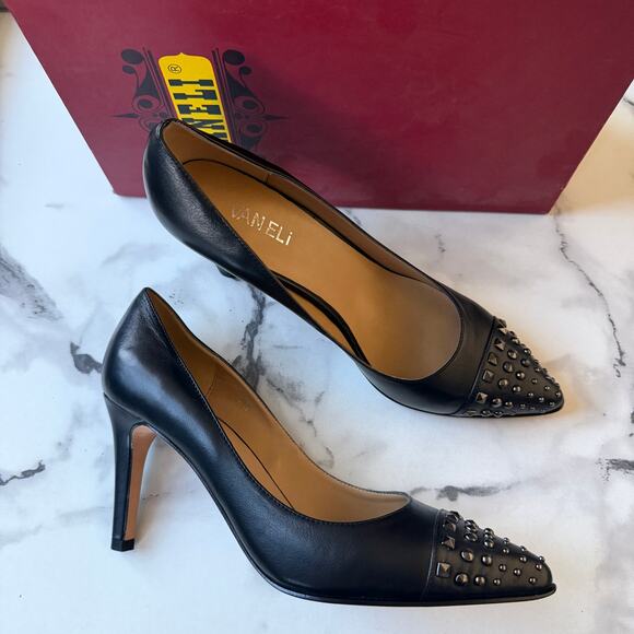 Vaneli Shoes - Vaneli Ancyra Black Leather Studded Pumps NEW NIB Size 8.5